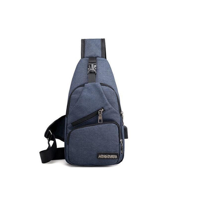 Durable Mens Chest Bag Shoulder Backpack Man Sling Cross Body Satchel Travel Bag - Grey