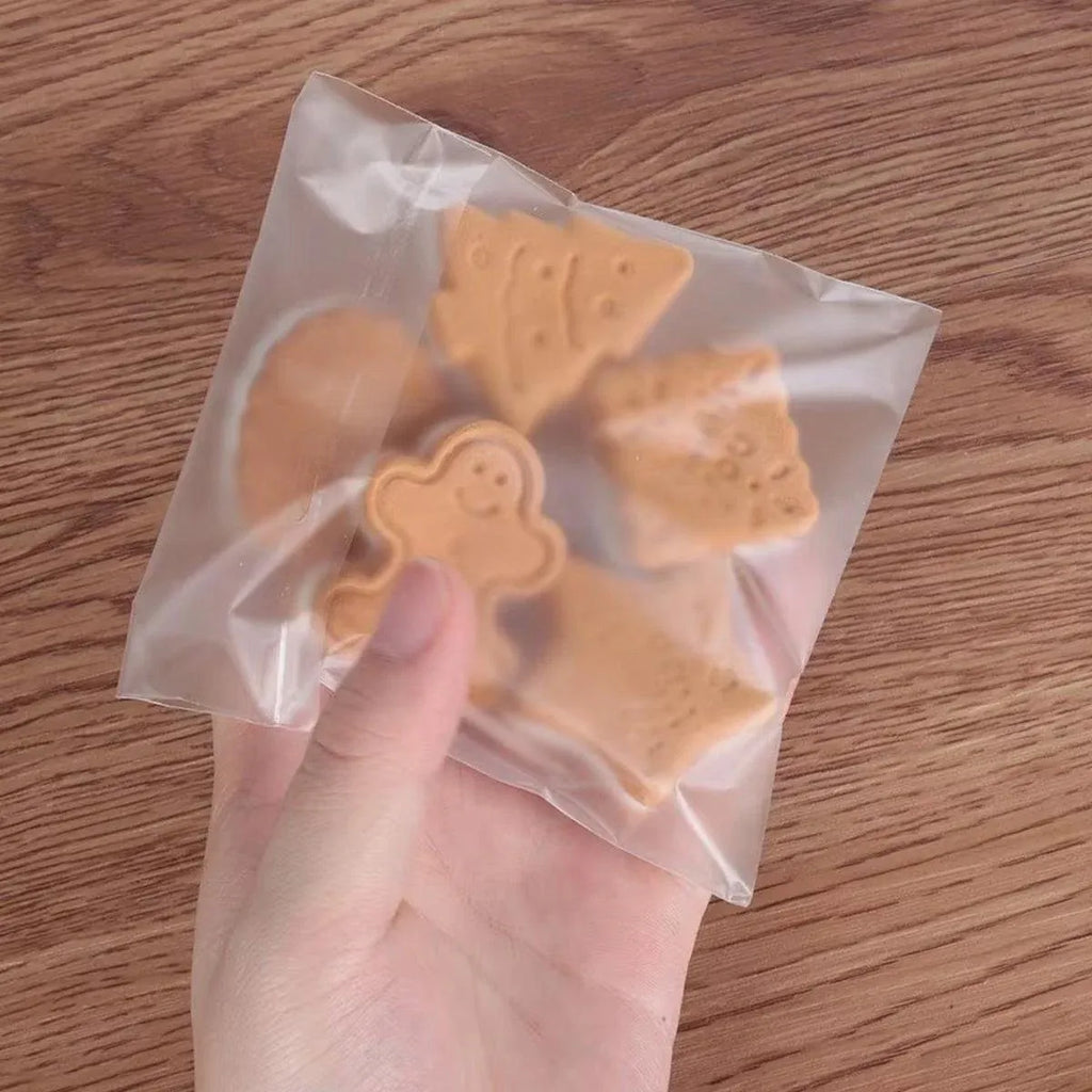 100X Translucent Plastic Candy Packaging Bags Self Adhesive Cookie Biscuit Bags - 14*14