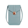 Touch Screen Crossbody Phone Bag with Clear Window PU Leather Wallet Purse - Blue