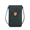 Touch Screen Crossbody Phone Bag with Clear Window PU Leather Wallet Purse - Green