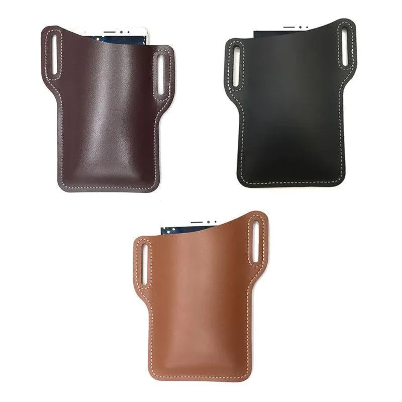 Leather Phone Holster Pouch Belt Clip Loop Waist Bag Cover Case for Men - Brown