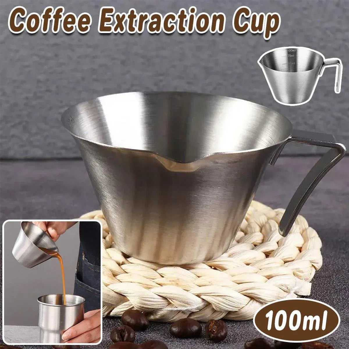 100ml Stainless Steel Coffee Extraction Measuring Cup Graduated Coffee Tool