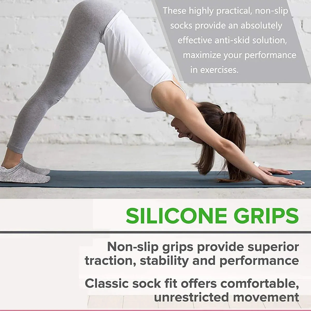 3 Pairs Ladies Sports Cotton Rich Pilates Yoga Non-Slip Grip Socks