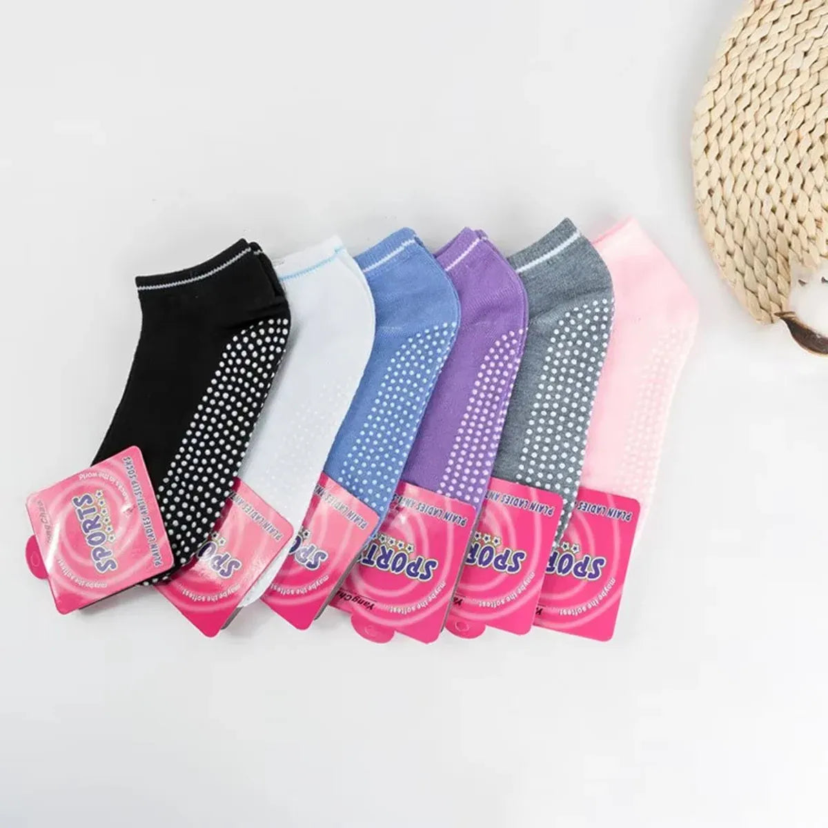3 Pairs Ladies Sports Cotton Rich Pilates Yoga Non-Slip Grip Socks