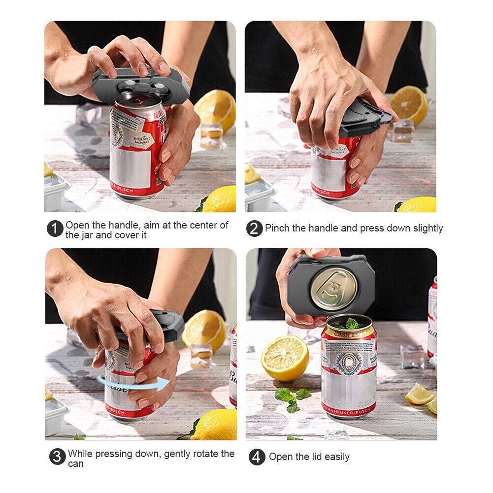 Topless Can Opener Manual Kitchen Tool for Beer Soda and Tin Bottles - Black