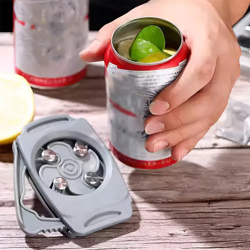 Topless Can Opener Manual Kitchen Tool for Beer Soda and Tin Bottles - Grey