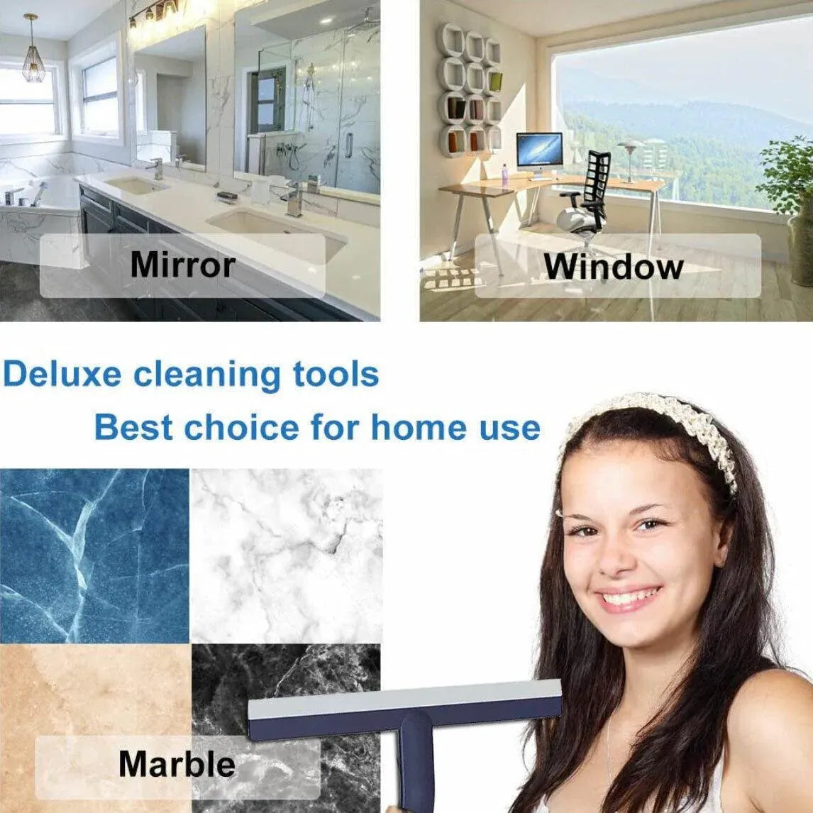 Shower Squeegee Bathroom Mirror Window Glass Cleaner Wiper Home Cleaning Tool - Pink