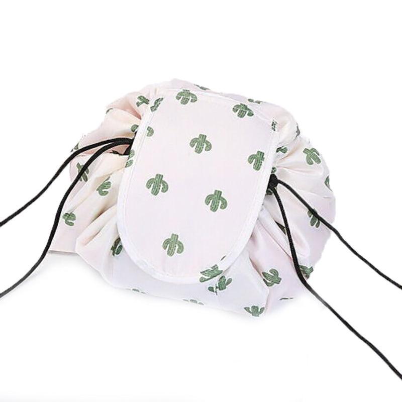 Portable Travel Makeup Bag Drawstring Cosmetic Pouch Lazy Storage Organiser Case - Steel Rose