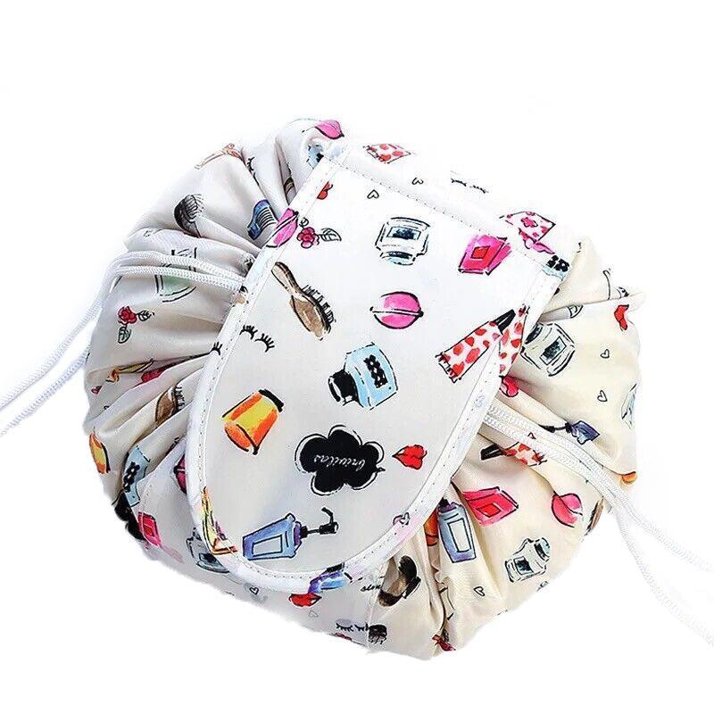 Portable Travel Makeup Bag Drawstring Cosmetic Pouch Lazy Storage Organiser Case - Steel Rose