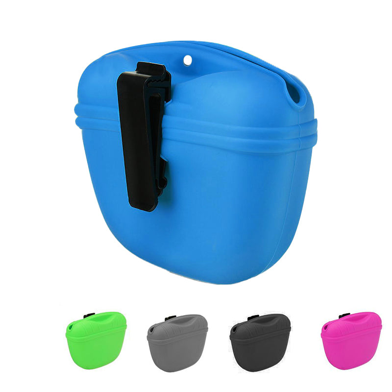 Dog Training Treat Bag Silicone Pet Pouch with Clip Waist Belt Snack Holder - Grey