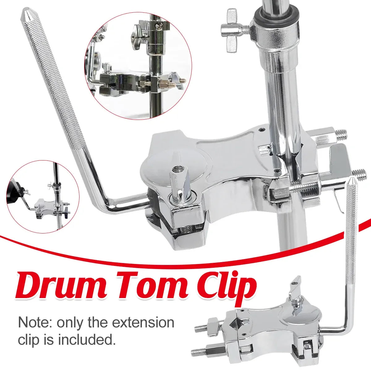 Drum Set Tom Clamp Extension Clip Adjustable Anti-Slip For Drum Kit Expansion