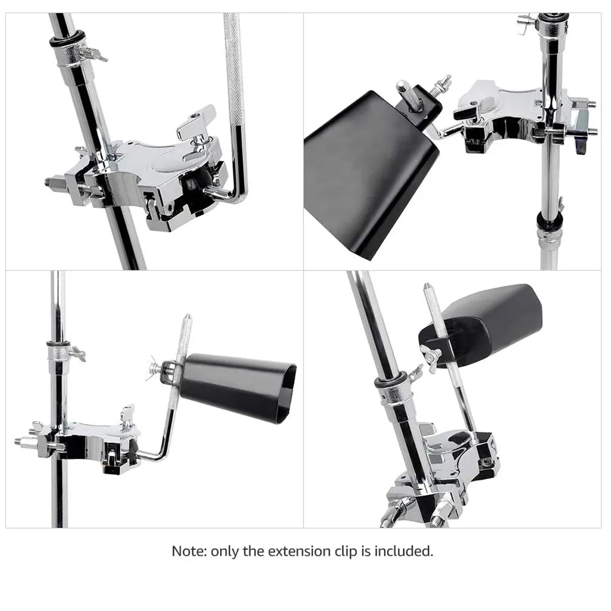 Drum Set Tom Clamp Extension Clip Adjustable Anti-Slip For Drum Kit Expansion