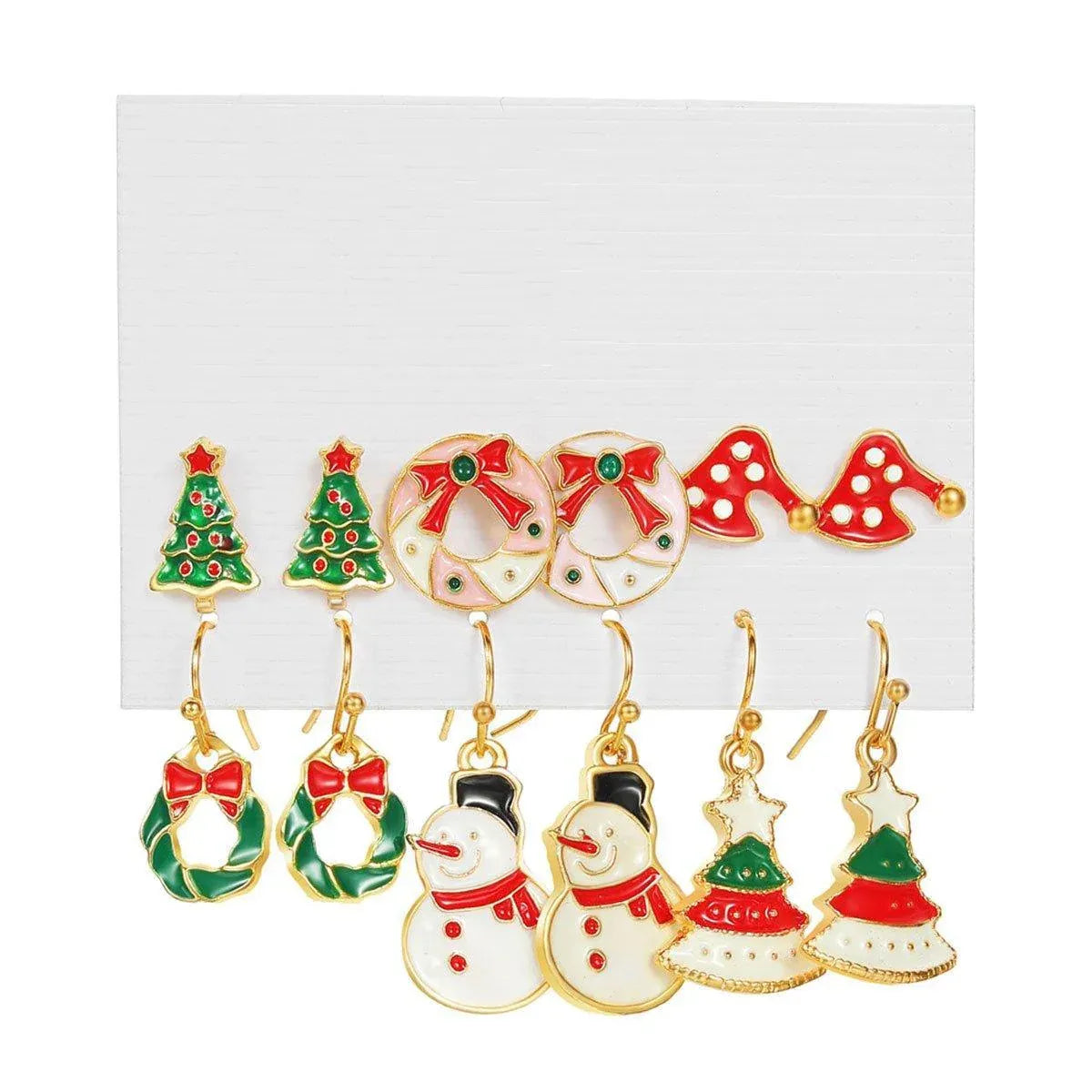 Festive Christmas Earrings Set for Women Holiday Jewelry Stud Set Gift Idea - 3