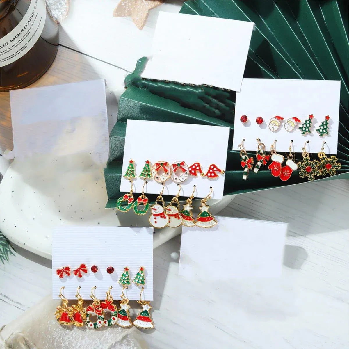 Festive Christmas Earrings Set for Women Holiday Jewelry Stud Set Gift Idea - 3