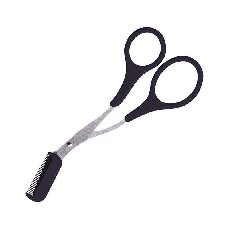 Eyebrow Scissors with Comb Stainless Steel Makeup Trimmer Beauty Tool 3 Colours - Black (Eyebrow Razor + Scissor)
