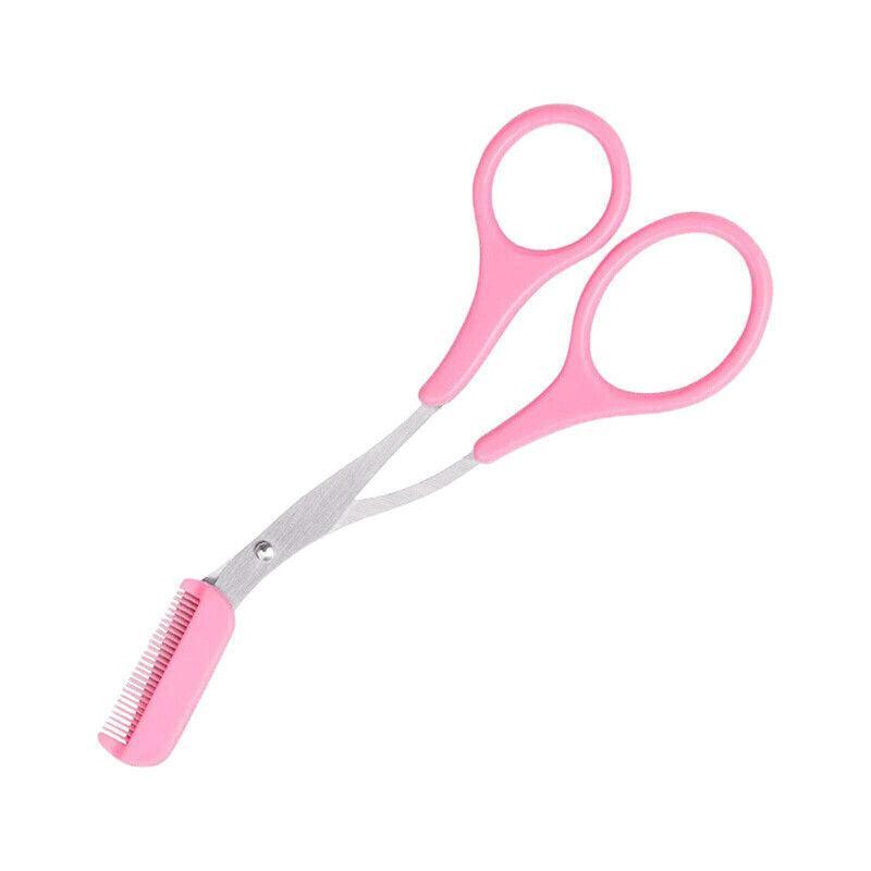 Eyebrow Scissors with Comb Stainless Steel Makeup Trimmer Beauty Tool 3 Colours - White (Eyebrow Razor + Scissor)