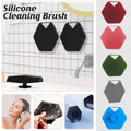 Silicone Bath Brush Soft Bristle Body Scrubber Facial Cleaning Massage Tool - Blue