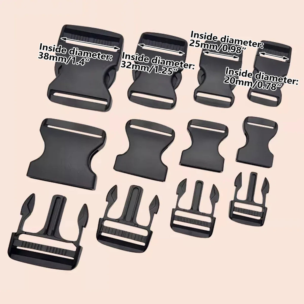 10pcs Black Plastic Buckle Clips for School Bag Backpack Strap Multifunctional - 25mm