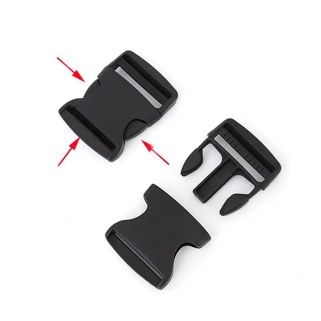 10pcs Black Plastic Buckle Clips for School Bag Backpack Strap Multifunctional - 25mm