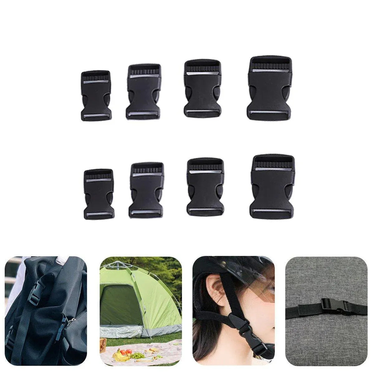 10pcs Black Plastic Buckle Clips for School Bag Backpack Strap Multifunctional - 25mm