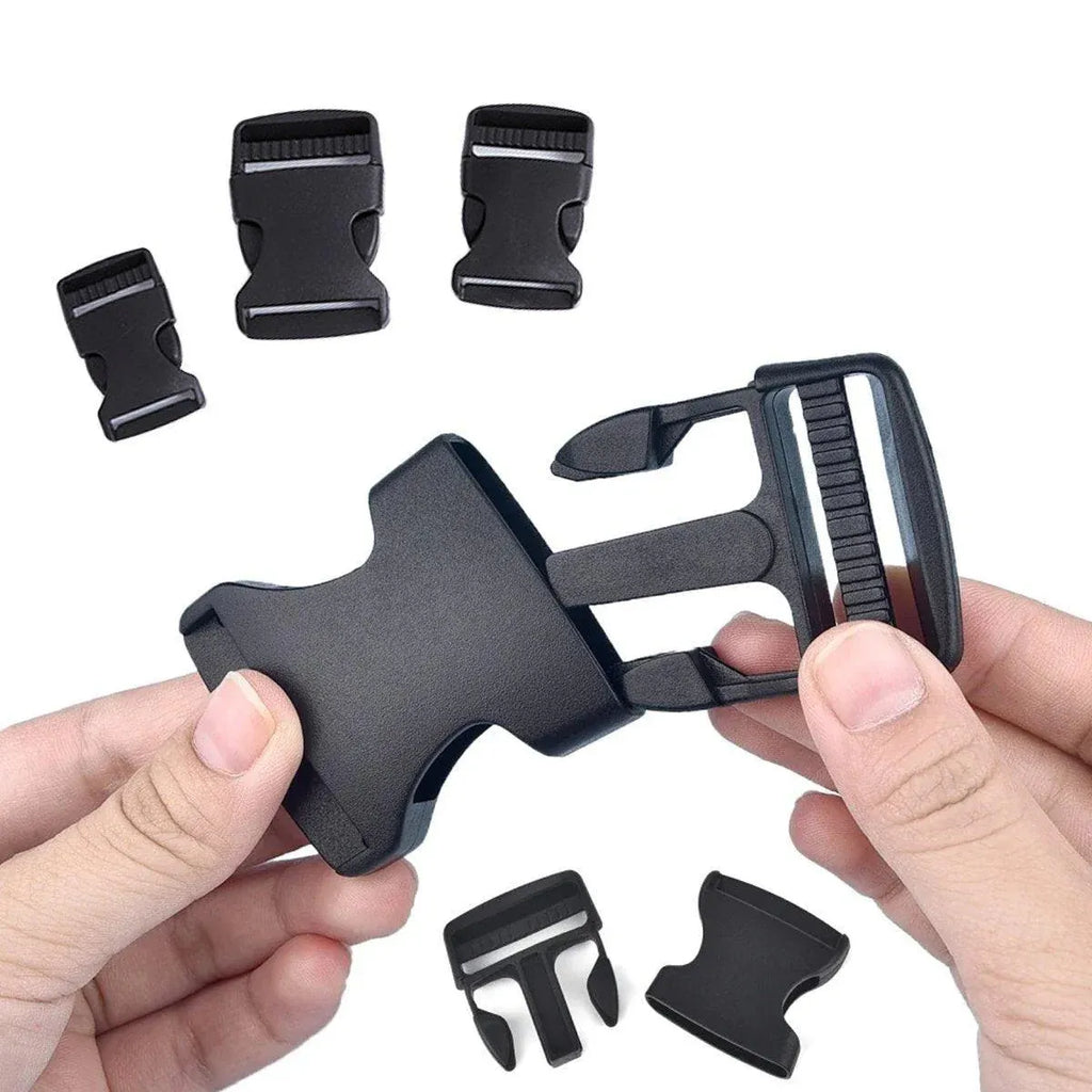 10pcs Black Plastic Buckle Clips for School Bag Backpack Strap Multifunctional - 25mm