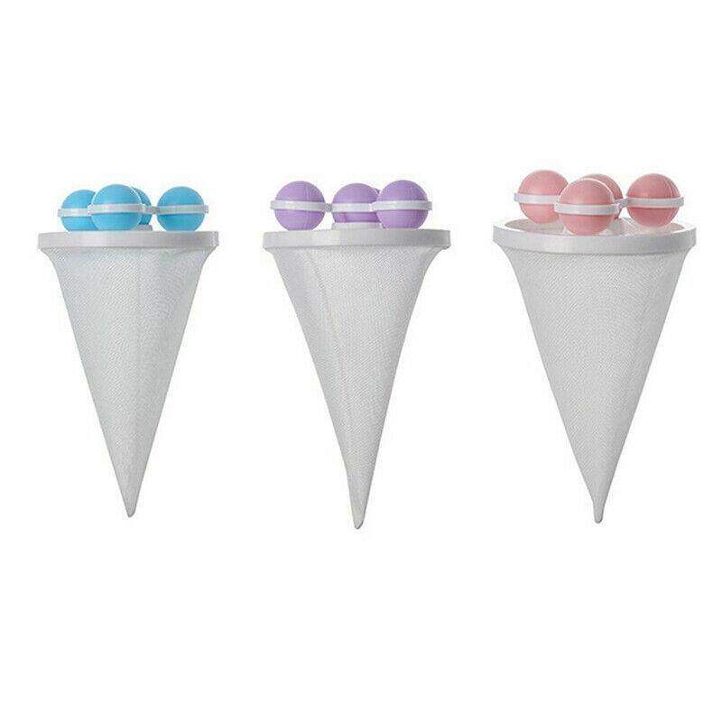 2 Pcs Reusable Hair Lint Catcher Removal Net Bag Wash Machine Float Filter - Pink