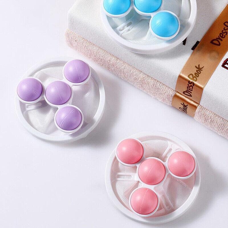 2 Pcs Reusable Hair Lint Catcher Removal Net Bag Wash Machine Float Filter - Pink
