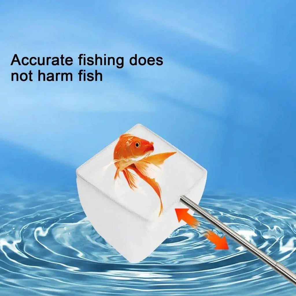 Retractable Fish Net for Fish Tank Pocket Fishing Net with Handle Aquarium Tools - Square-L