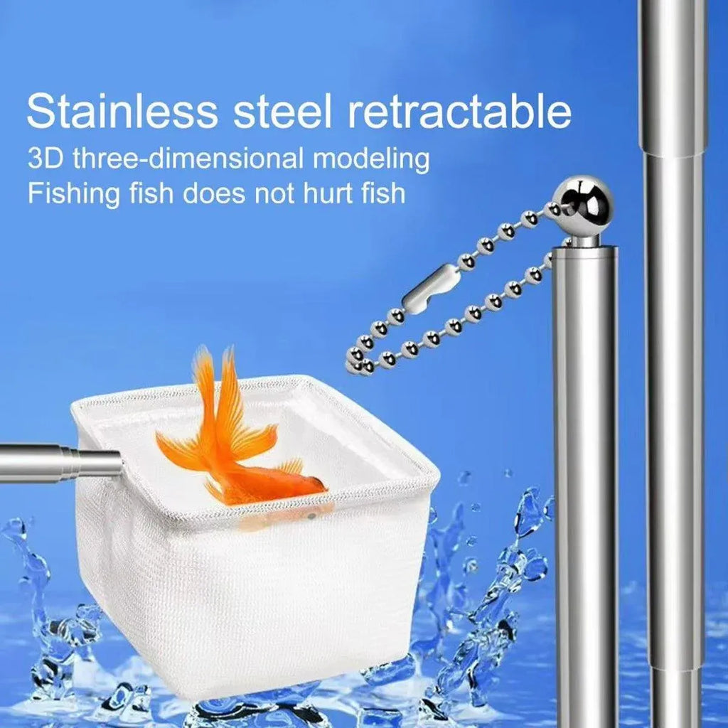 Retractable Fish Net for Fish Tank Pocket Fishing Net with Handle Aquarium Tools - Square-L