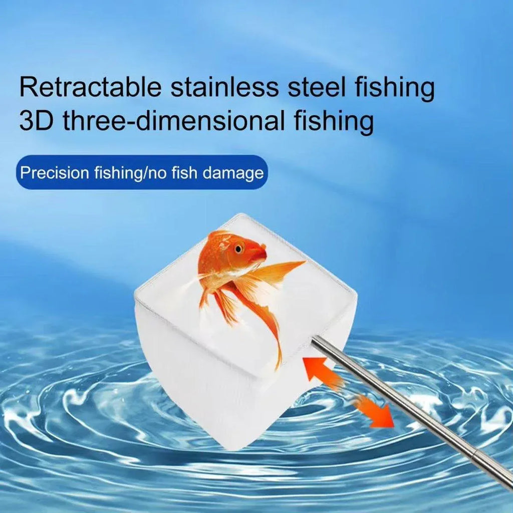 Retractable Fish Net for Fish Tank Pocket Fishing Net with Handle Aquarium Tools - Square-L
