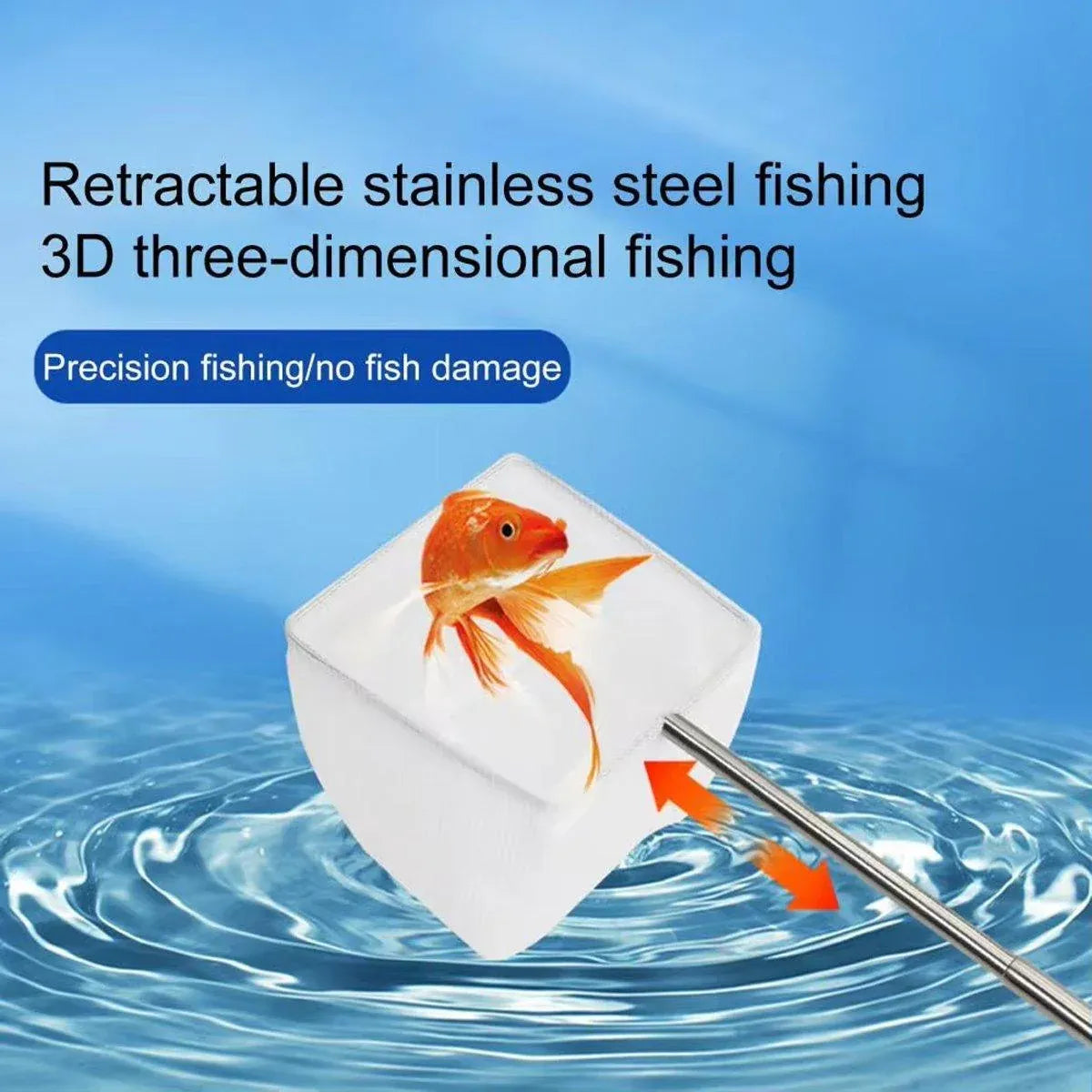 Retractable Fish Net for Fish Tank Pocket Fishing Net with Handle Aquarium Tools - Square-L