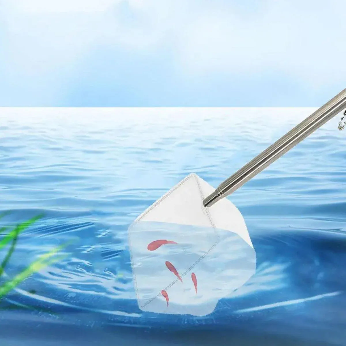 Retractable Fish Net for Fish Tank Pocket Fishing Net with Handle Aquarium Tools - Square-L