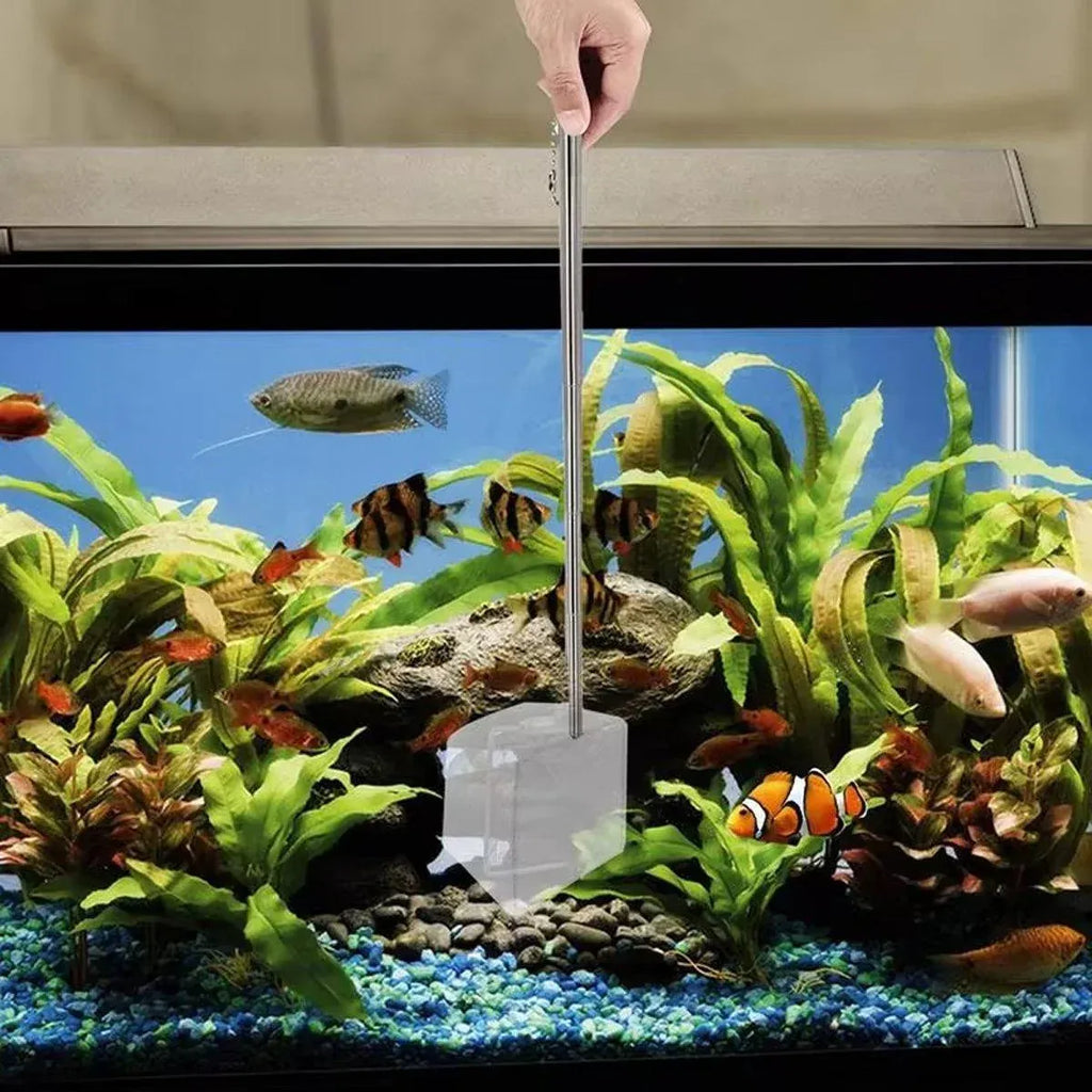 Retractable Fish Net for Fish Tank Pocket Fishing Net with Handle Aquarium Tools - Square-L