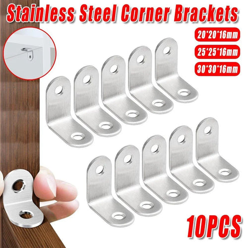 10pcs 90-degree L Type Angle Brackets Right Angle Fixed Support Furniture Connector - 25*25*16mm