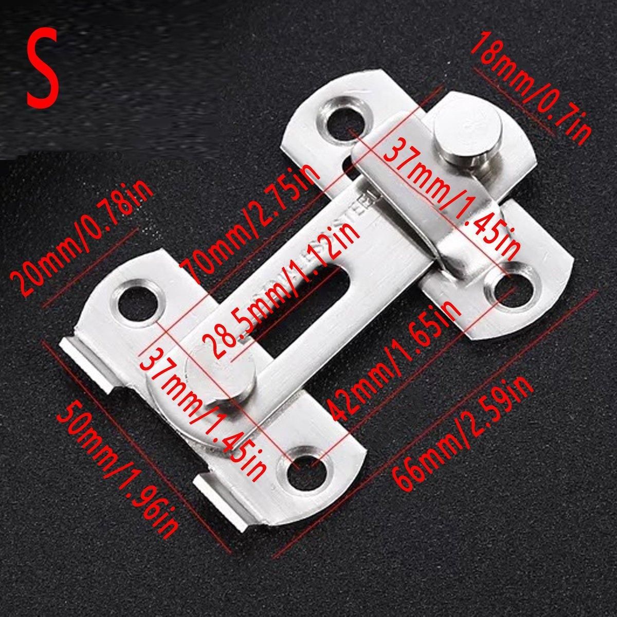 2 Sets 90 Degree Sliding Door Latch Lock Catch Kit for Home Use - Flat-Black-L