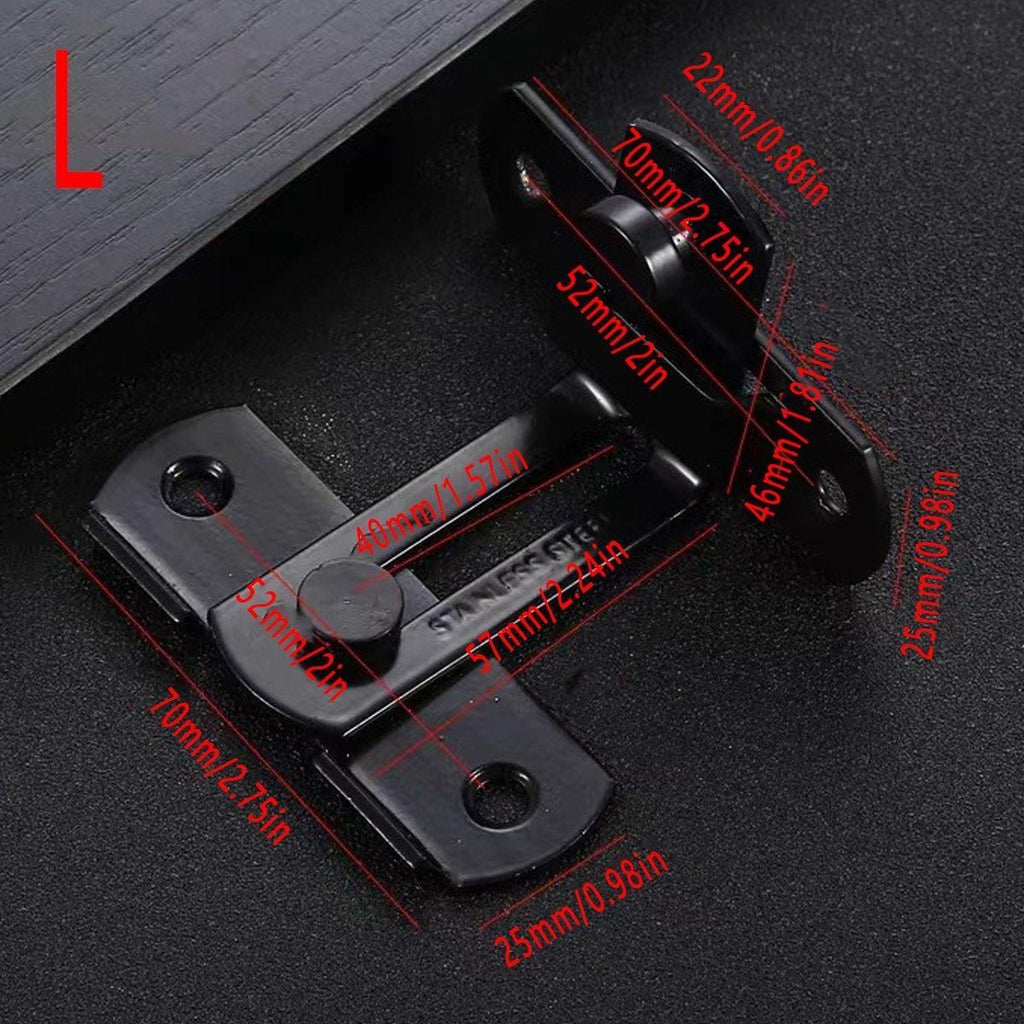 2 Sets 90 Degree Sliding Door Latch Lock Catch Kit for Home Use - Flat-Black-L