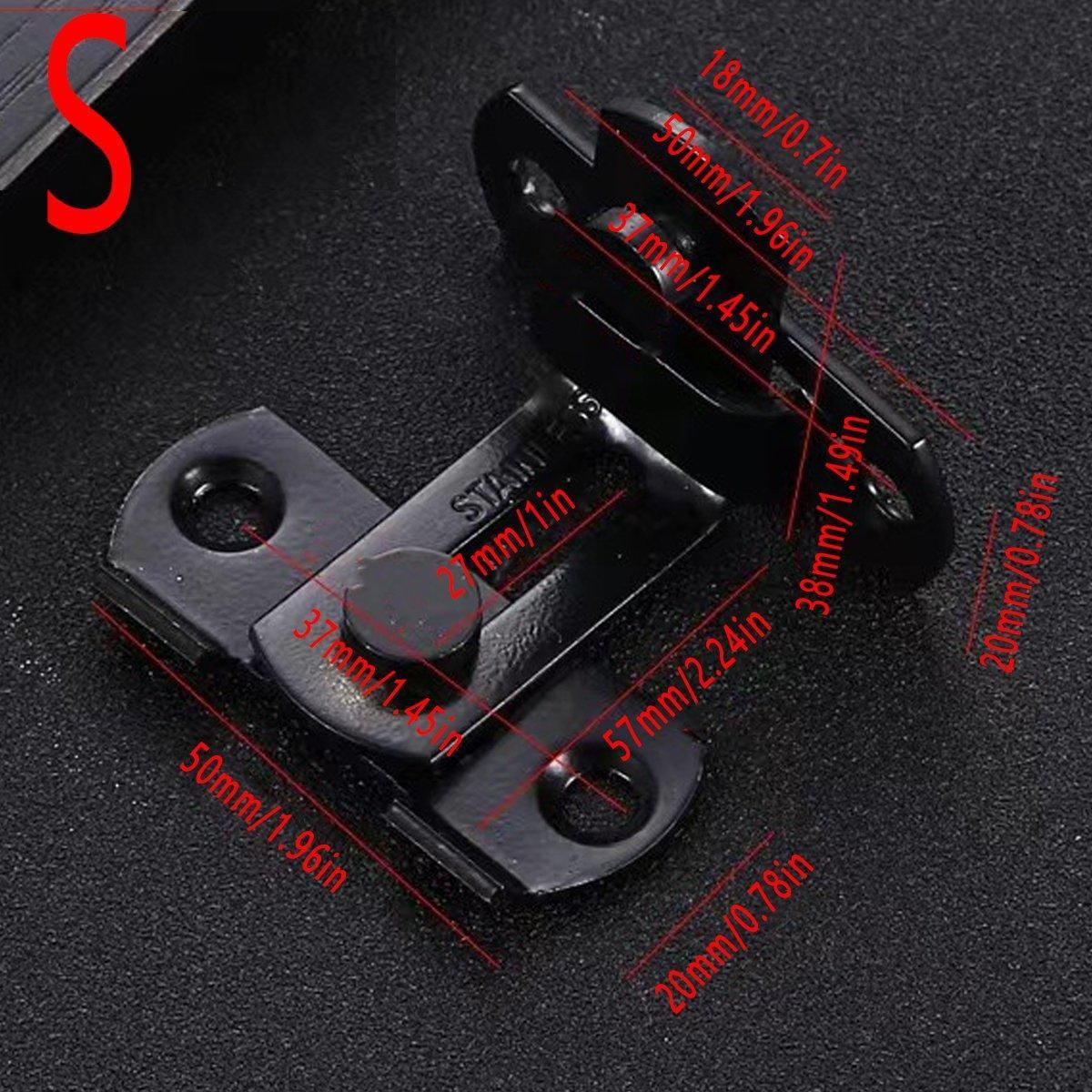 2 Sets 90 Degree Sliding Door Latch Lock Catch Kit for Home Use - Flat-Black-L