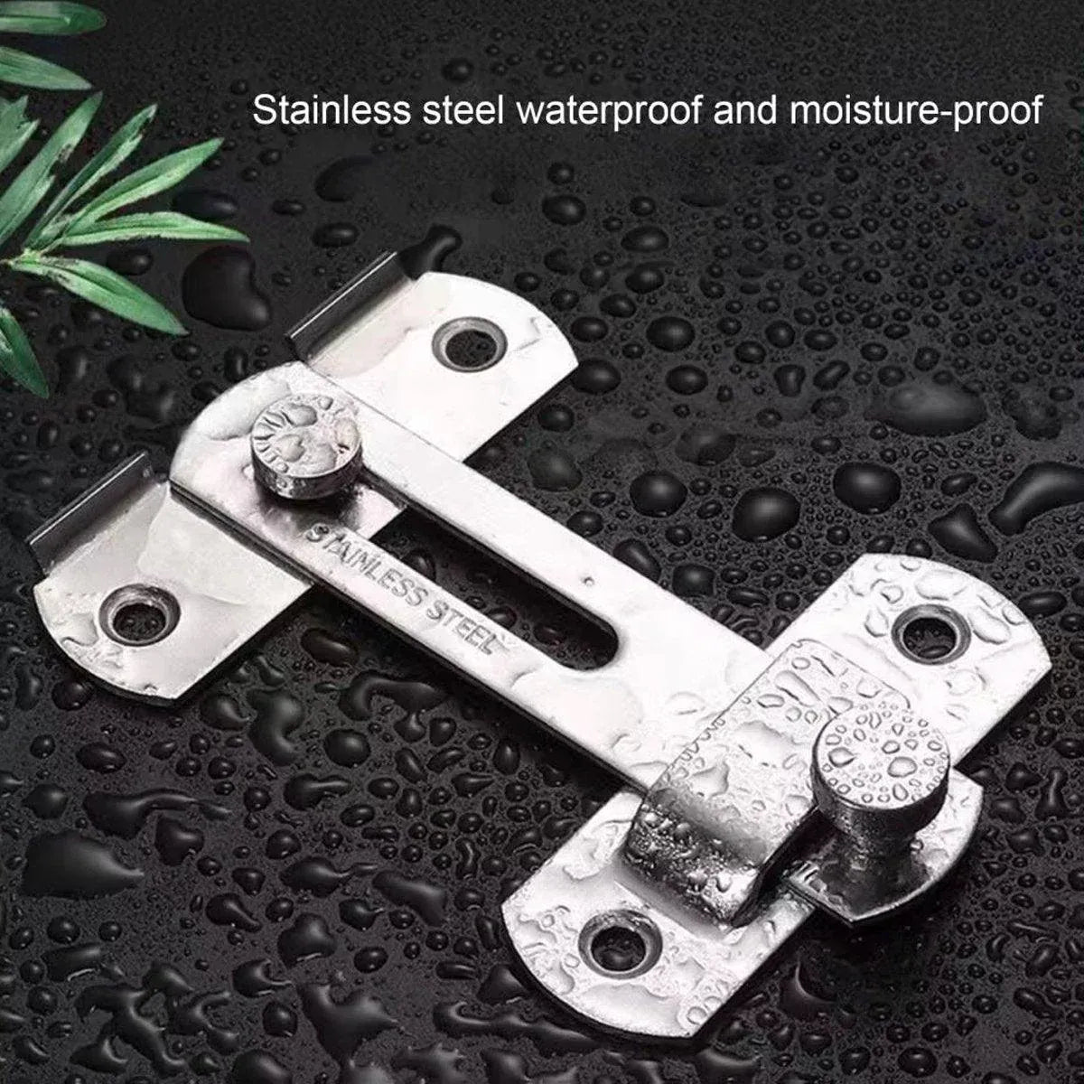 2 Sets 90 Degree Sliding Door Latch Lock Catch Kit for Home Use - Flat-Black-L
