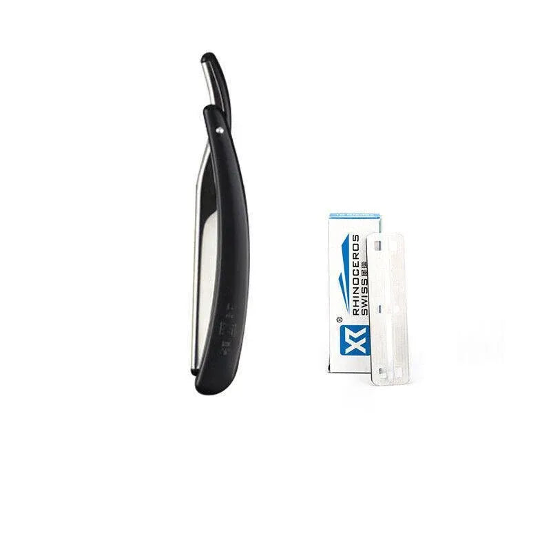 Old Shaver Razor Eyebrow Knife Folding Manual Shaver Holder Home Salon Tool Au - Black+10PCS Blades