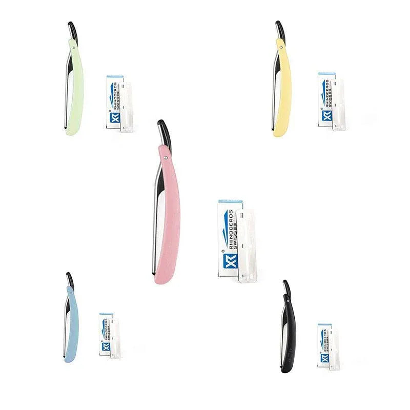 Old Shaver Razor Eyebrow Knife Folding Manual Shaver Holder Home Salon Tool Au - Black+10PCS Blades