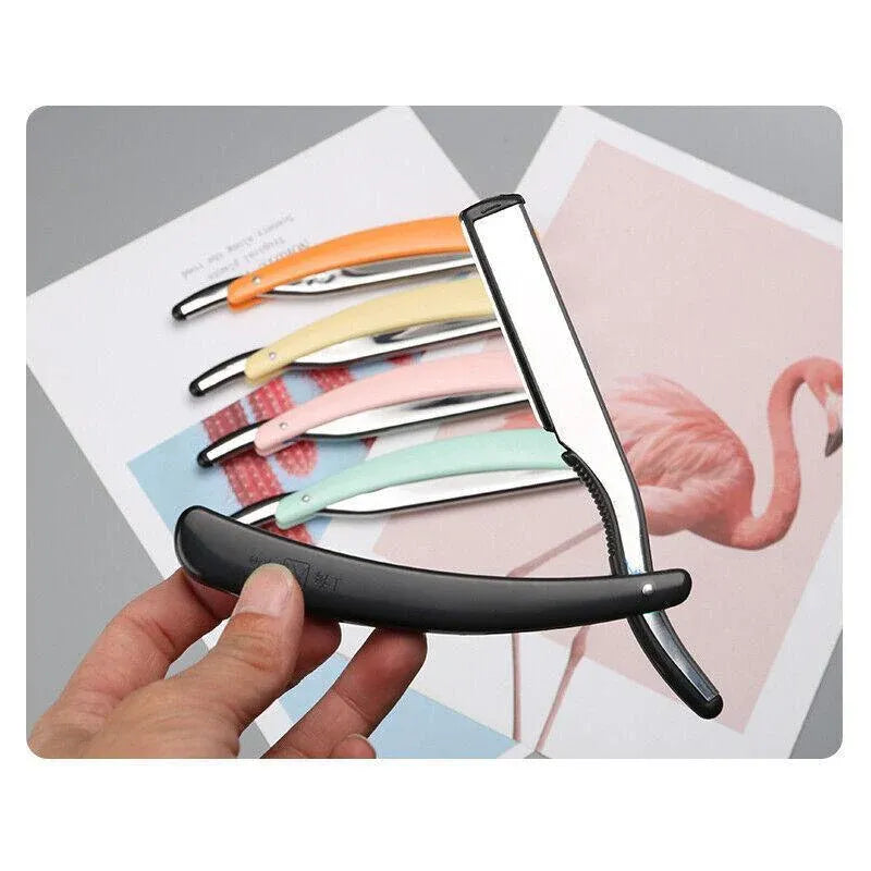 Old Shaver Razor Eyebrow Knife Folding Manual Shaver Holder Home Salon Tool Au - Black+10PCS Blades