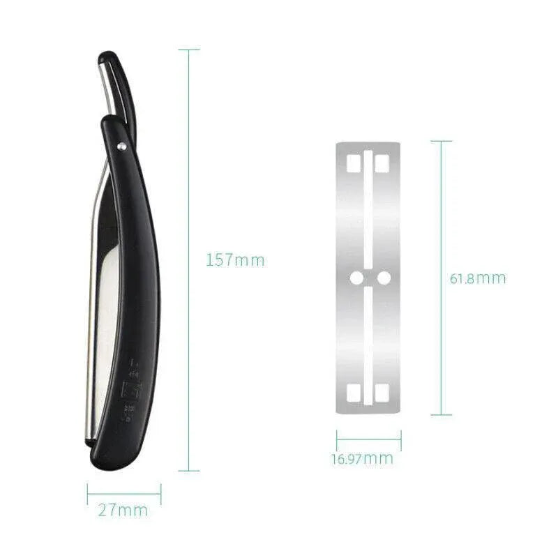 Old Shaver Razor Eyebrow Knife Folding Manual Shaver Holder Home Salon Tool Au - Green+10PCS Blades