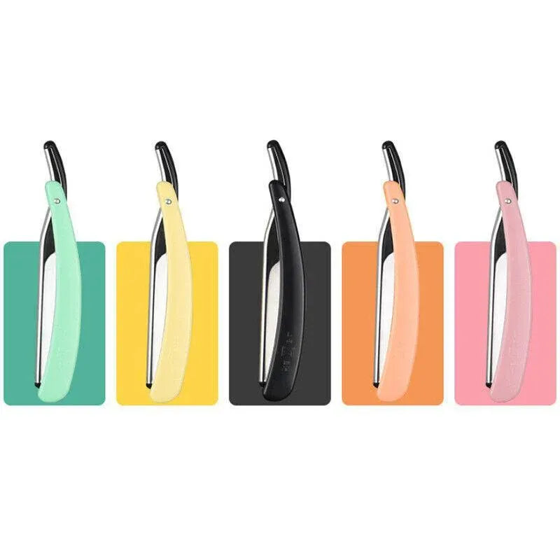 Old Shaver Razor Eyebrow Knife Folding Manual Shaver Holder Home Salon Tool Au - Yellow+10PCS Blades
