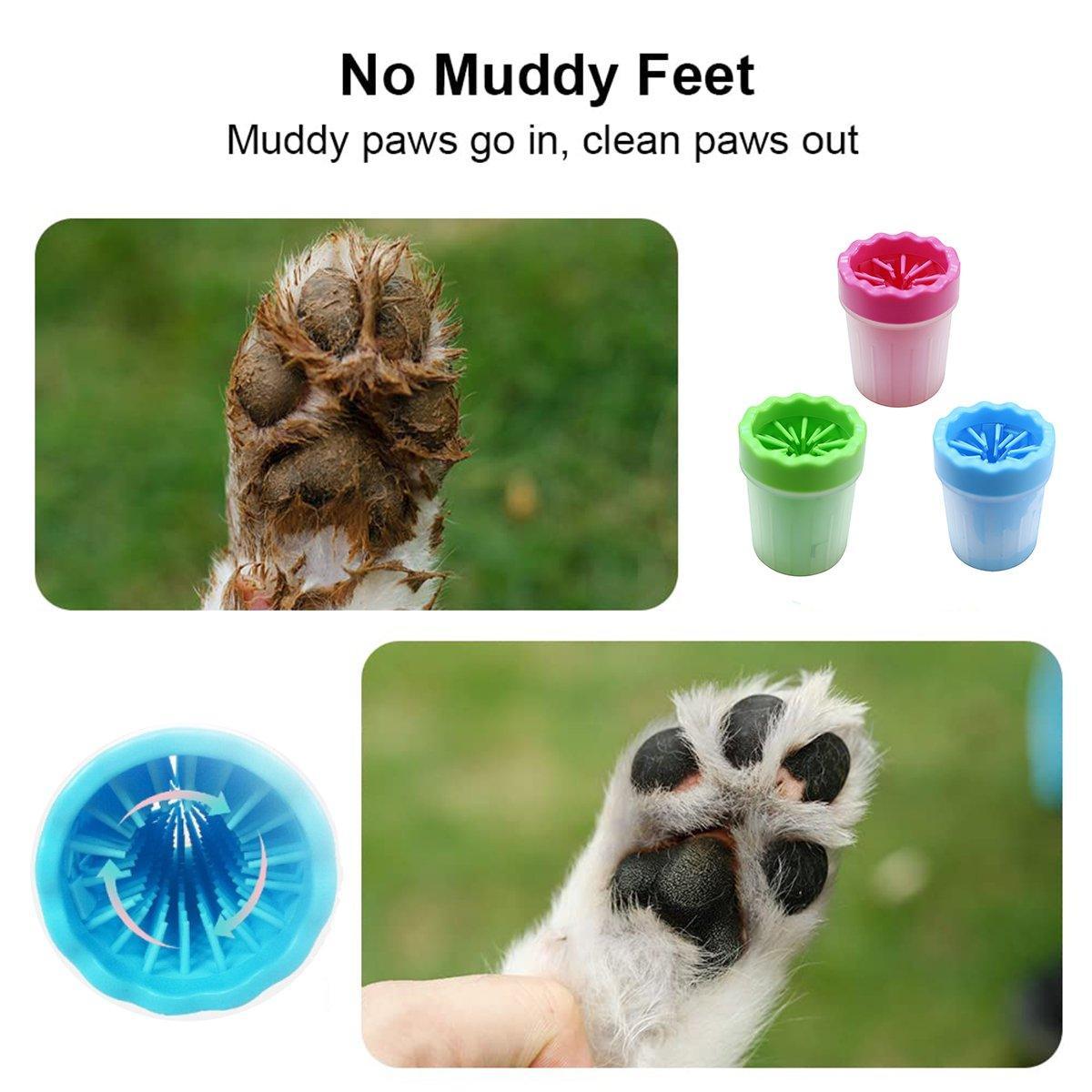 Dog Paw Cleaner Pet cat Foot Washer Cup Feet Clean Brush Cleaning Paws Wash Tool - Red