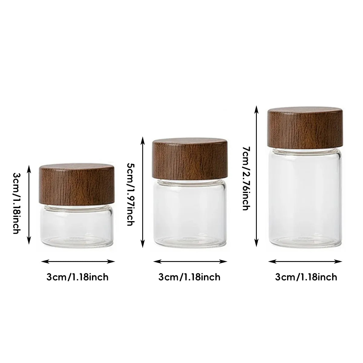 Mini Glass Storage Jars with Lids 6pcs Clear Bottles 3cm 3 5 7cm Option - 3x3x5cm