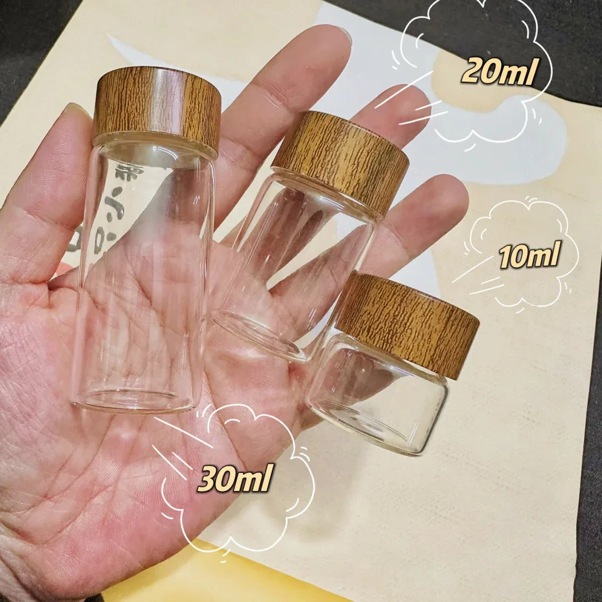 Mini Glass Storage Jars with Lids 6pcs Clear Bottles 3cm 3 5 7cm Option - 3x3x3cm