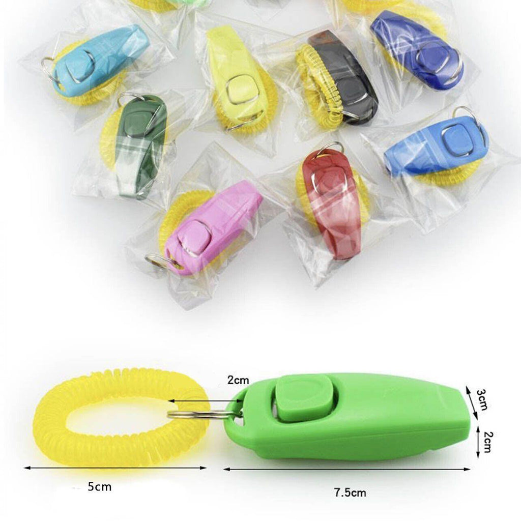 Dog Whistle and Clicker Set for Training Stop Barking Obedience Tool Combo - Green