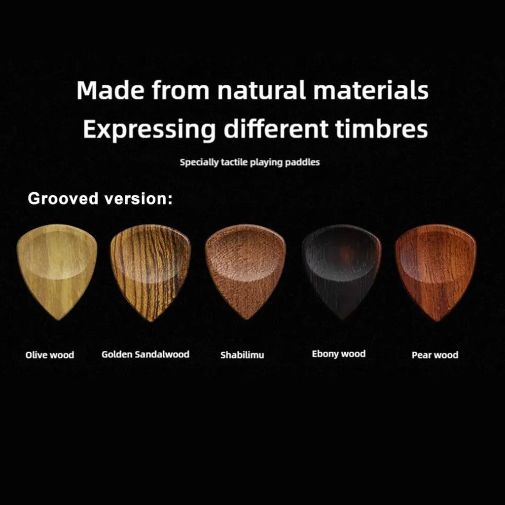 Solid Wood Guitar Pick Storage Case Moistureproof Durable Portable with Dividers