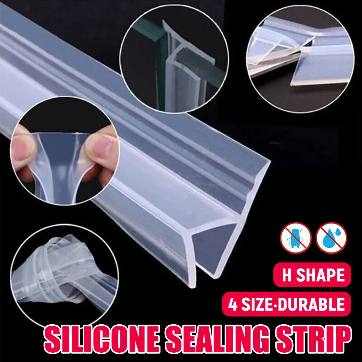 Sealing Strip Windproof Silica Gel Strip for Glass Doors Windows Anti Collision - 0.8cm x 100cm
