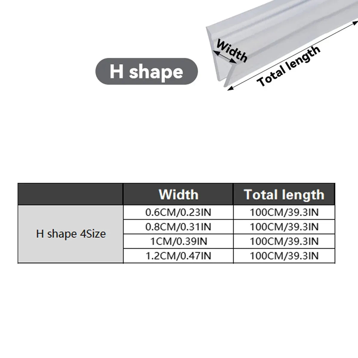 Sealing Strip Windproof Silica Gel Strip for Glass Doors Windows Anti Collision - 0.8cm x 100cm